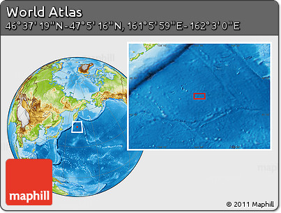 Physical Location Map of the Area around 46° 51' 18" N, 161° 34' 29" E