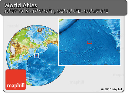 Physical Location Map of the Area around 46° 51' 18" N, 163° 16' 30" E