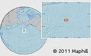 Gray Location Map of the area around 46° 51' 18" N, 168° 13' 29" W, hill shading