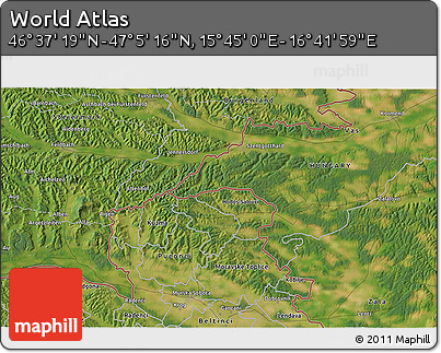 Satellite 3D Map of the Area around 46° 51' 18" N, 16° 13' 30" E