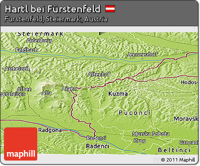 Physical Panoramic Map of Hartl Bei Fürstenfeld