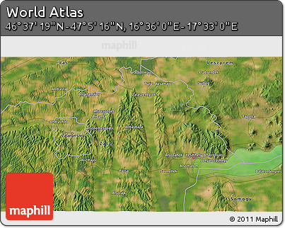 Satellite 3D Map of the Area around 46° 51' 18" N, 17° 4' 30" E