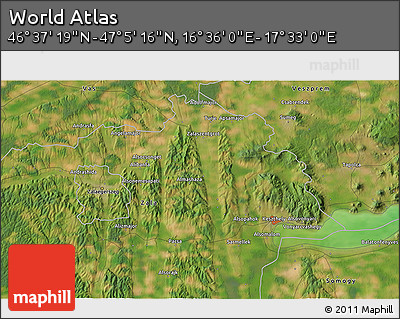 Satellite 3D Map of the Area around 46° 51' 18" N, 17° 4' 30" E