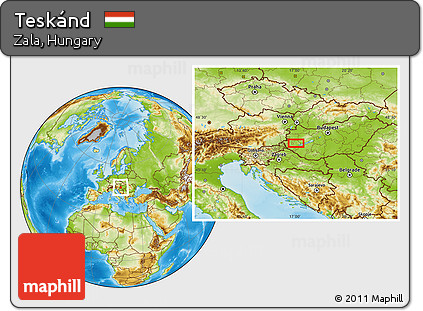 Physical Location Map of Teskánd
