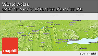 Physical Panoramic Map of the Area around 46° 51' 18" N, 17° 4' 30" E