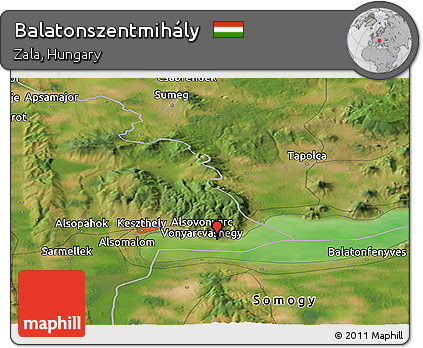 Satellite Panoramic Map of Balatonszentmihály