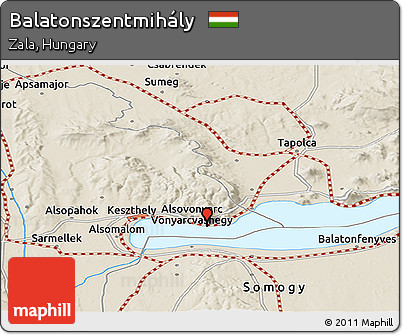 Shaded Relief Panoramic Map of Balatonszentmihály
