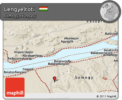 Shaded Relief Panoramic Map of Lengyeltóti