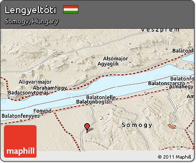 Shaded Relief Panoramic Map of Lengyeltóti