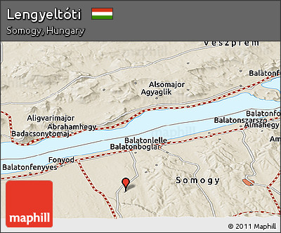 Shaded Relief Panoramic Map of Lengyeltóti