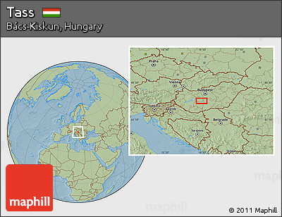 Savanna Style Location Map of Tass, hill shading