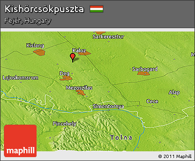 Physical Panoramic Map of Kishörcsökpuszta