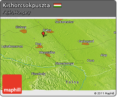 Physical Panoramic Map of Kishörcsökpuszta