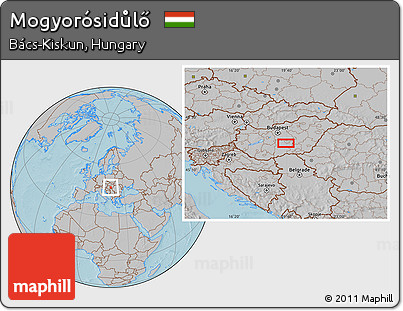Gray Location Map of Mogyorósidůlő, hill shading