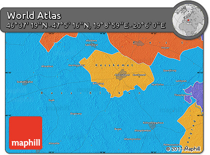 Political Map of the Area around 46°&nbsp;51'&nbsp;18"&nbsp;N,&nbsp;19°&nbsp;37'&nbsp;30"&nbsp;E