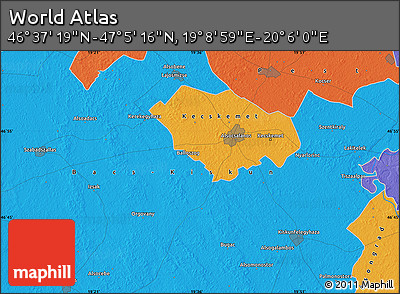 Political Map of the Area around 46°&nbsp;51'&nbsp;18"&nbsp;N,&nbsp;19°&nbsp;37'&nbsp;30"&nbsp;E