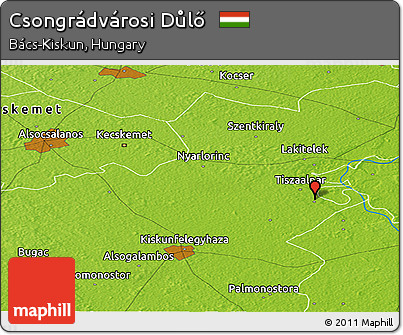 Physical Panoramic Map of Csongrádvárosi Důlő