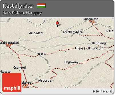 Shaded Relief Panoramic Map of Kastélyrész