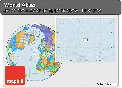 Political Location Map of the Area around 46° 51' 18" N, 19° 28' 30" W