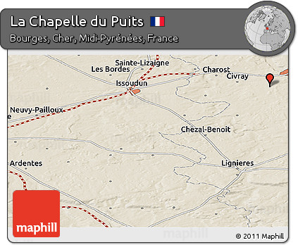 Shaded Relief Panoramic Map of La Chapelle Du Puits