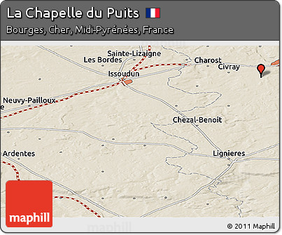 Shaded Relief Panoramic Map of La Chapelle Du Puits