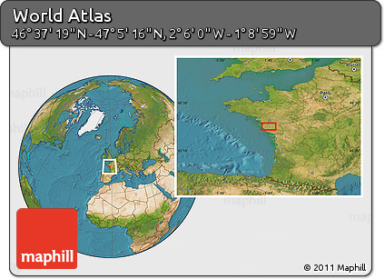 Satellite Location Map of the Area around 46° 51' 18" N, 1° 37' 30" W