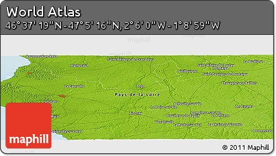 Physical Panoramic Map of the Area around 46° 51' 18" N, 1° 37' 30" W