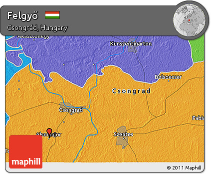 Political 3D Map of Felgyő