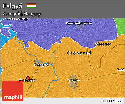Political 3D Map of Felgyő