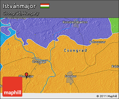 Political 3D Map of Istvánmajor