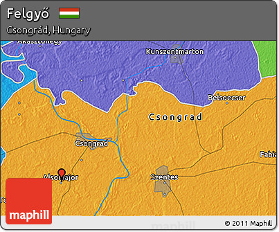 Political 3D Map of Felgyő