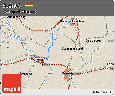 Shaded Relief 3D Map of Szántó