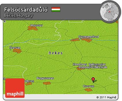 Physical Panoramic Map of Felsőcsárdadůlő