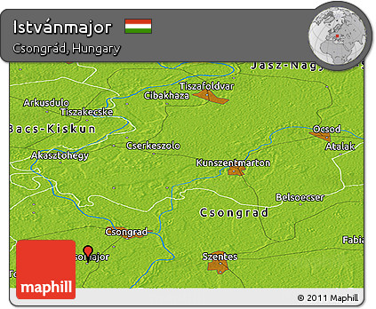 Physical Panoramic Map of Istvánmajor
