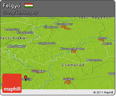 Physical Panoramic Map of Felgyő