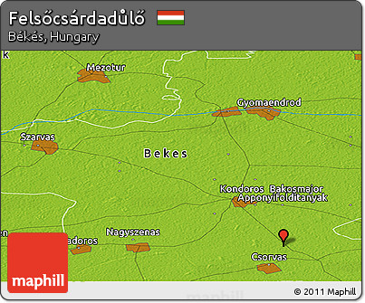 Physical Panoramic Map of Felsőcsárdadůlő