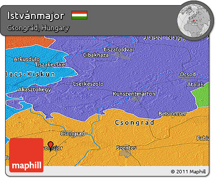 Political Panoramic Map of Istvánmajor