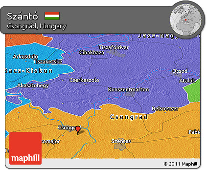 Political Panoramic Map of Szántó