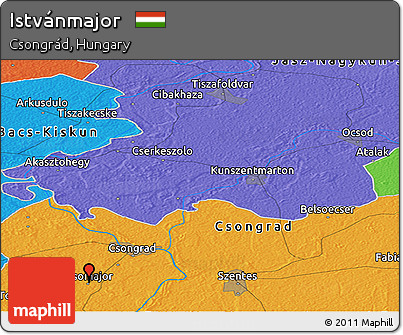 Political Panoramic Map of Istvánmajor
