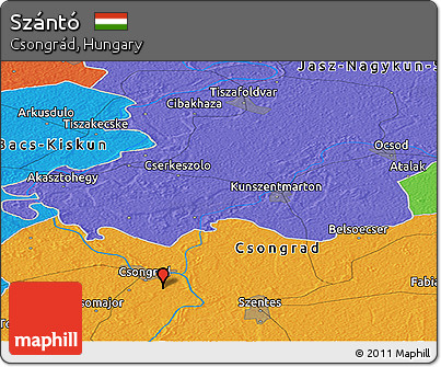 Political Panoramic Map of Szántó