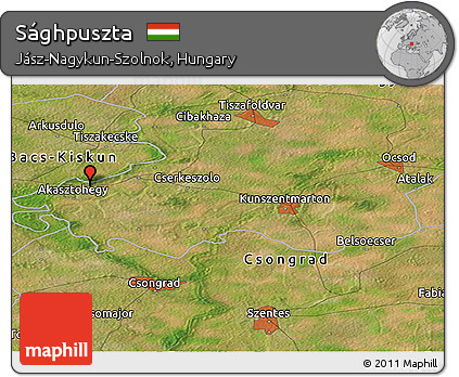 Satellite Panoramic Map of Sághpuszta