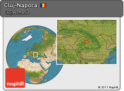 Satellite Location Map of Cluj-Napoca