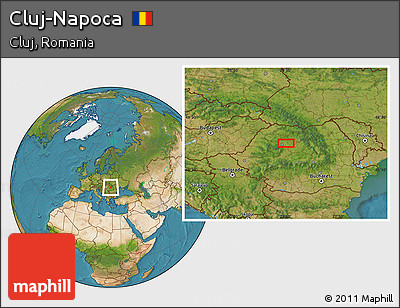 Satellite Location Map of Cluj-Napoca