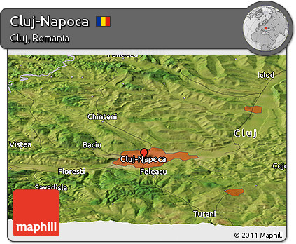 Satellite Panoramic Map of Cluj-Napoca