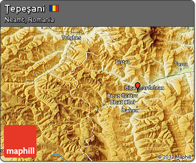 Physical 3D Map of Ţepeşani