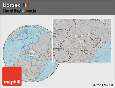 Gray Location Map of Borsec, hill shading