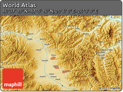 Physical Map of the Area around 46° 51' 18" N, 25° 34' 30" E