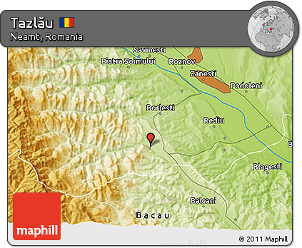 Physical 3D Map of Tazlău