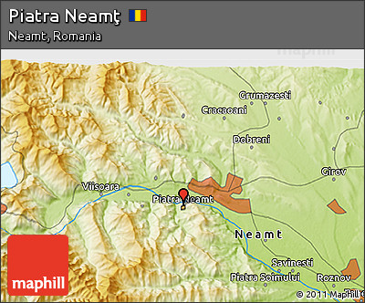 Physical 3D Map of Piatra Neamţ