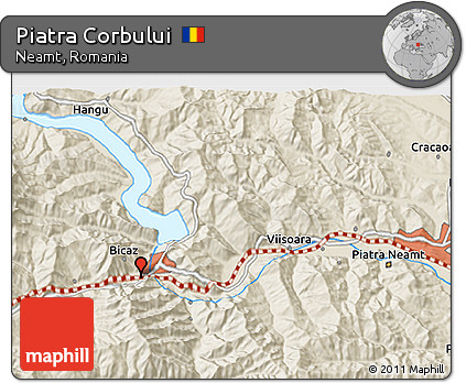 Shaded Relief 3D Map of Piatra Corbului